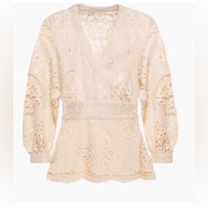 Maje NUDE Women's Cream Lalou Guipure Lace Blouse Top Size 2/US medium, $295 New